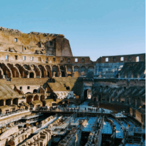 Historic arches of the Colosseum during a group Colosseum official tour